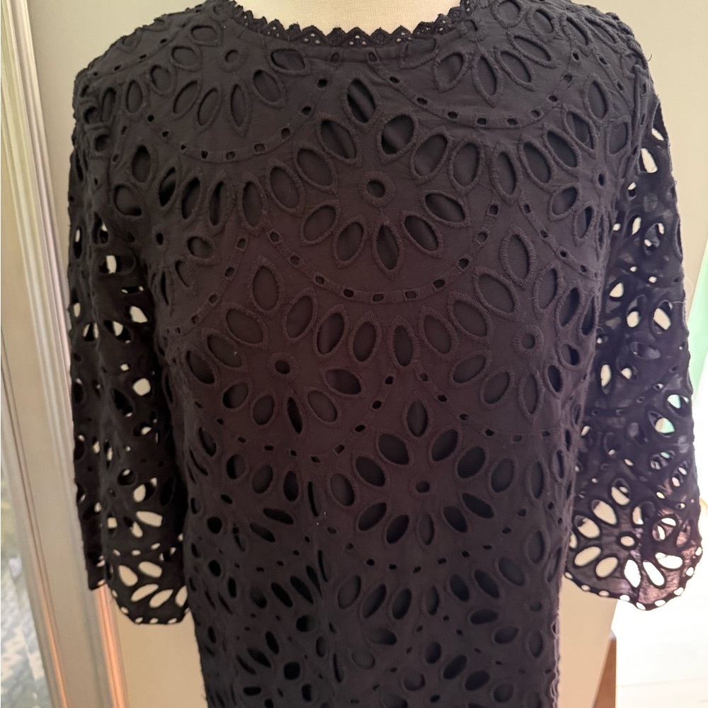 Black cotton eyelet Dress